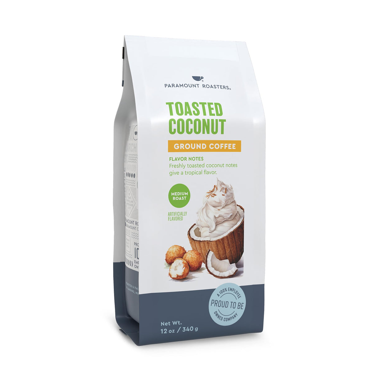 Paramount Roasters toasted coconut ground coffee aroma-shot invites daily rituals.