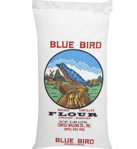 Parker Homestead Blue Bird Flour in a cloth bag for fry bread prep