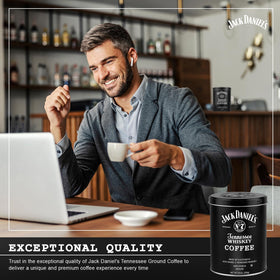 Jack Daniel’s coffee mug hinting at whiskey-inspired moments.