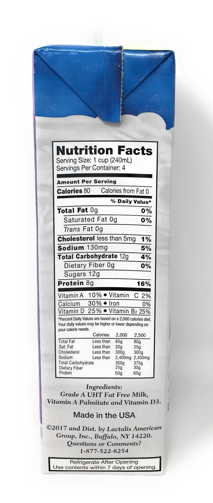Parmalat milk carton pour shot, smooth fat-free hydration for cereals or coffee