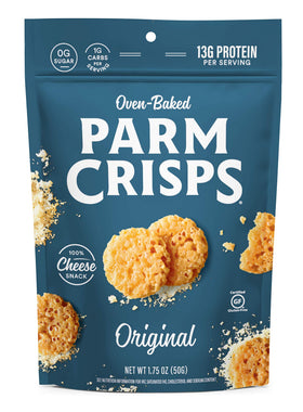 ParmCrisps Cheddar crisp close-up for a protein-packed bite.