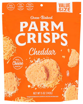 Parmcrisps cheddar oven-baked crisp in bag, a crunchy cheese snack you can enjoy anywhere