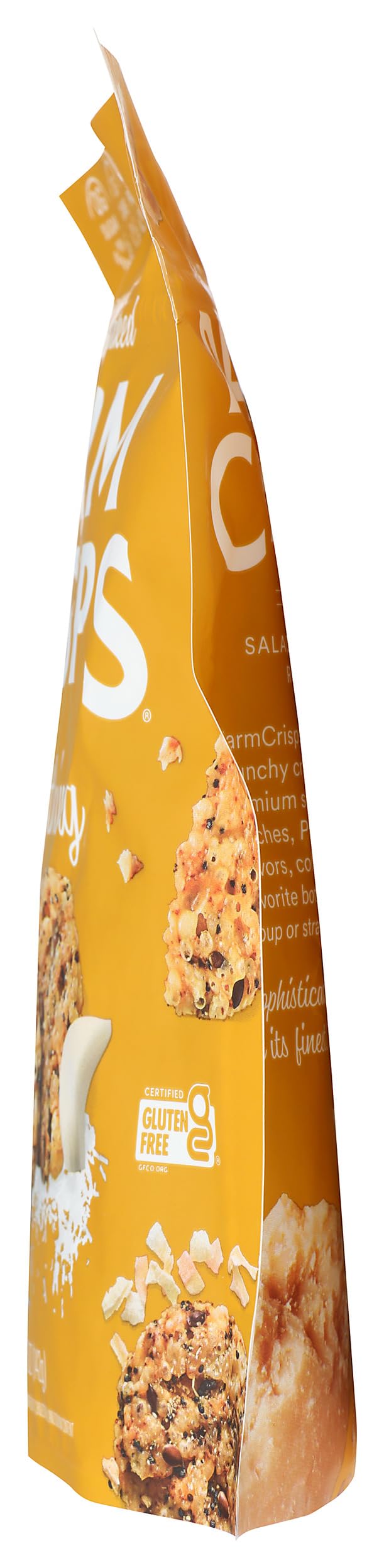 Parmcrisps Everything Cheese 5-ounce bag on kitchen counter, ready to share.