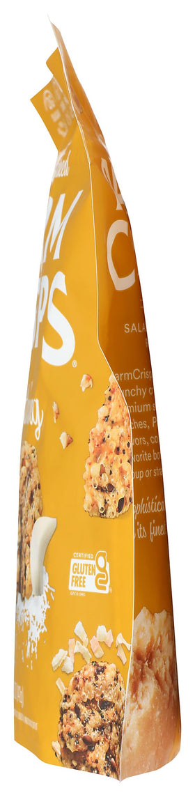 Parmcrisps Everything Cheese 5-ounce bag on kitchen counter, ready to share.