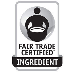 Paromi label closeup emphasizes organic non GMO fair trade credentials