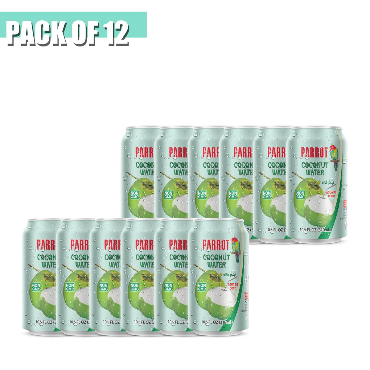 PARROT coconut water with pulp pack shot twelve bottles emphasizes convenient family hydration