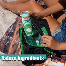 PARROT coconut water with pulp served in a glass supports versatile, on-the-go use.