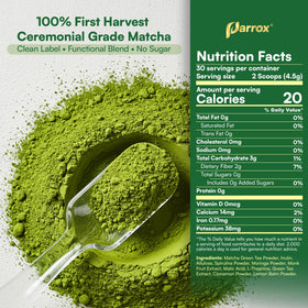 Parrox energizing latte with creamy texture and calm focus.