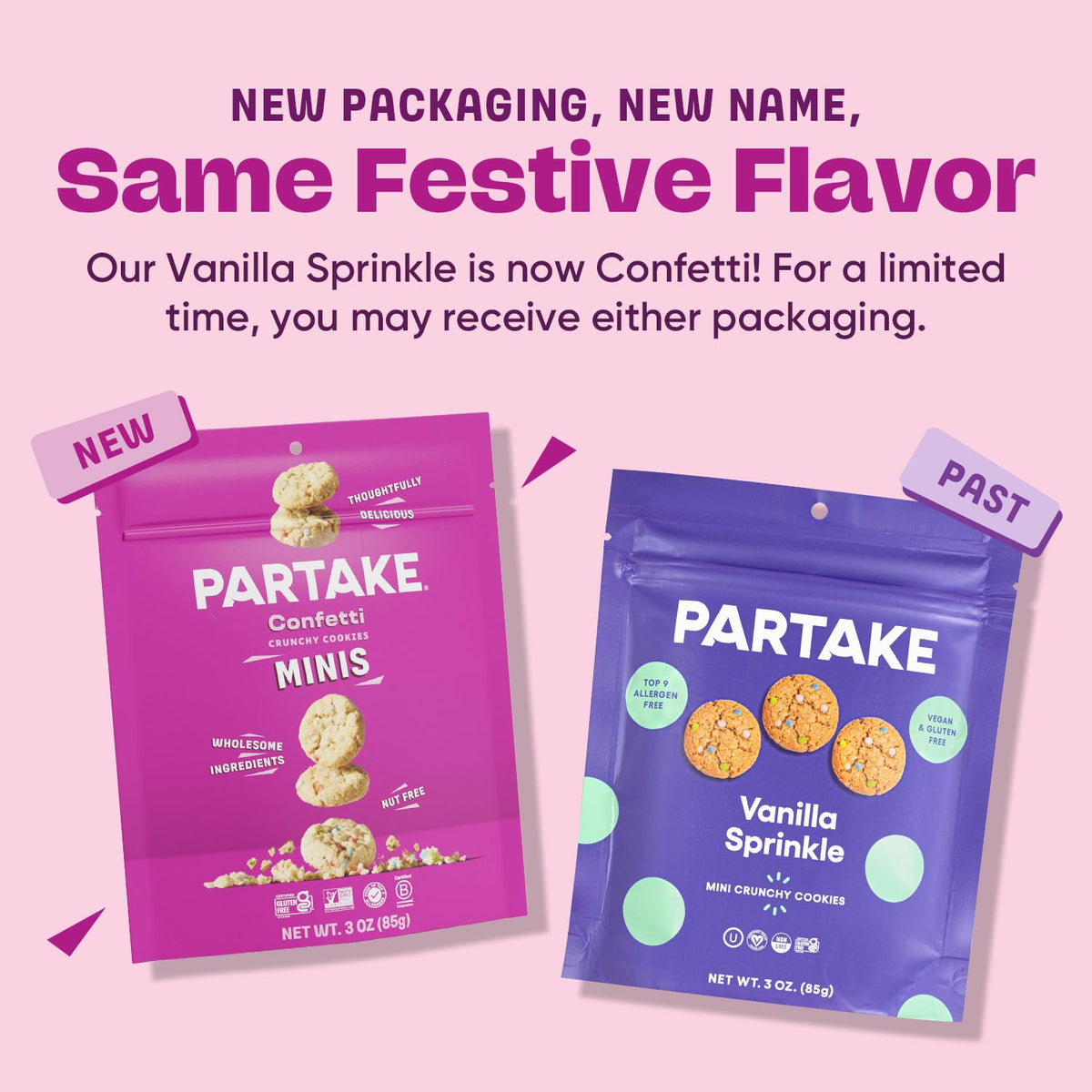 Partake four pack with 3 oz resealable bags for convenience