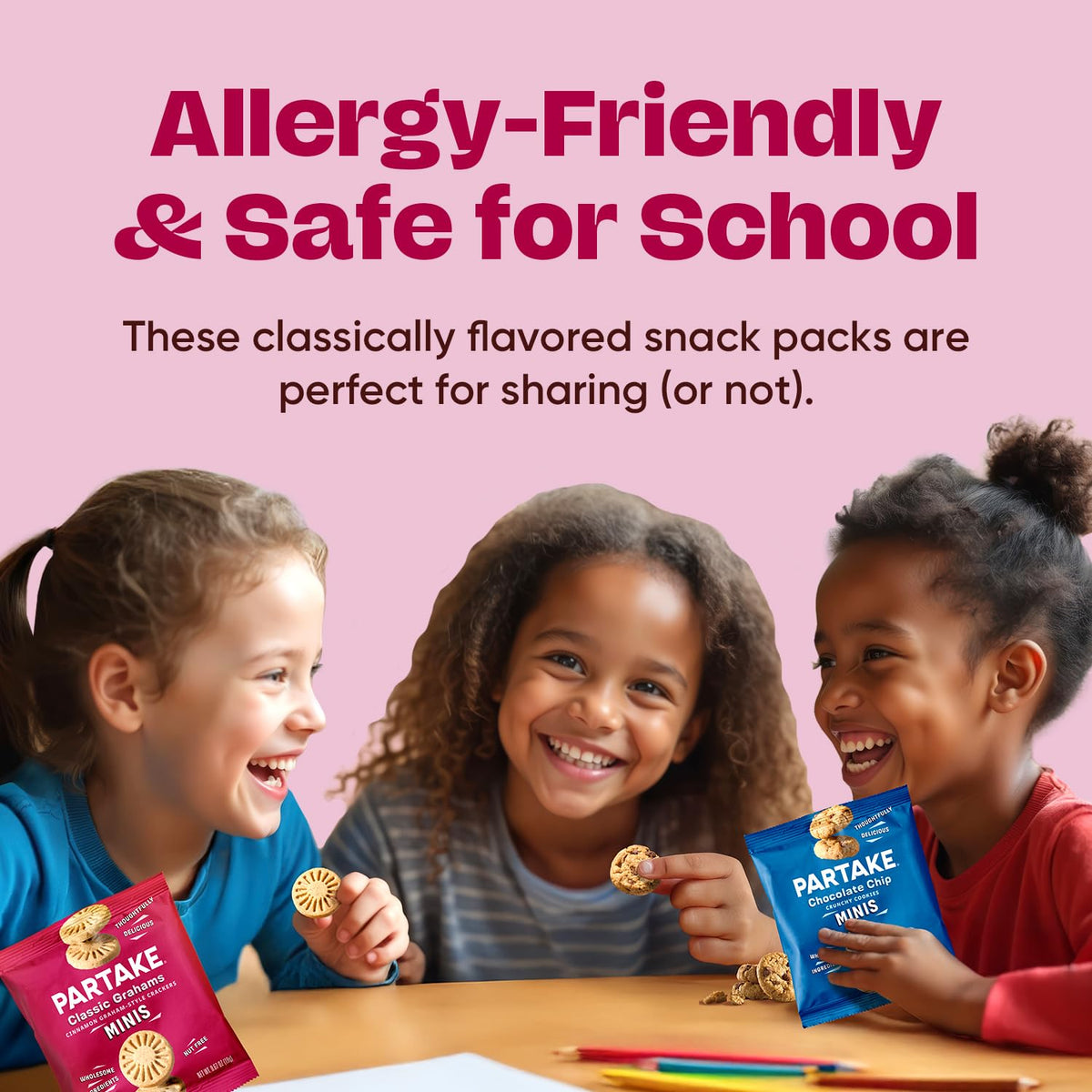 Partake allergen-free certifications badge signals safe, inclusive snacking.