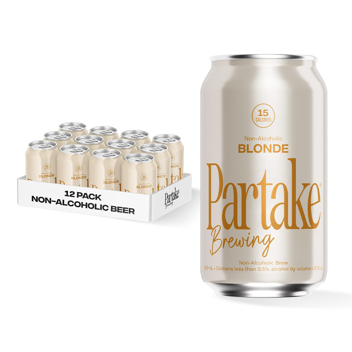 Partake Blonde bottle pour reveals golden color and crisp aroma for a refreshing moment