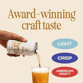 Partake Blonde can side view highlights clean label and easy to grab 12-ounce cans