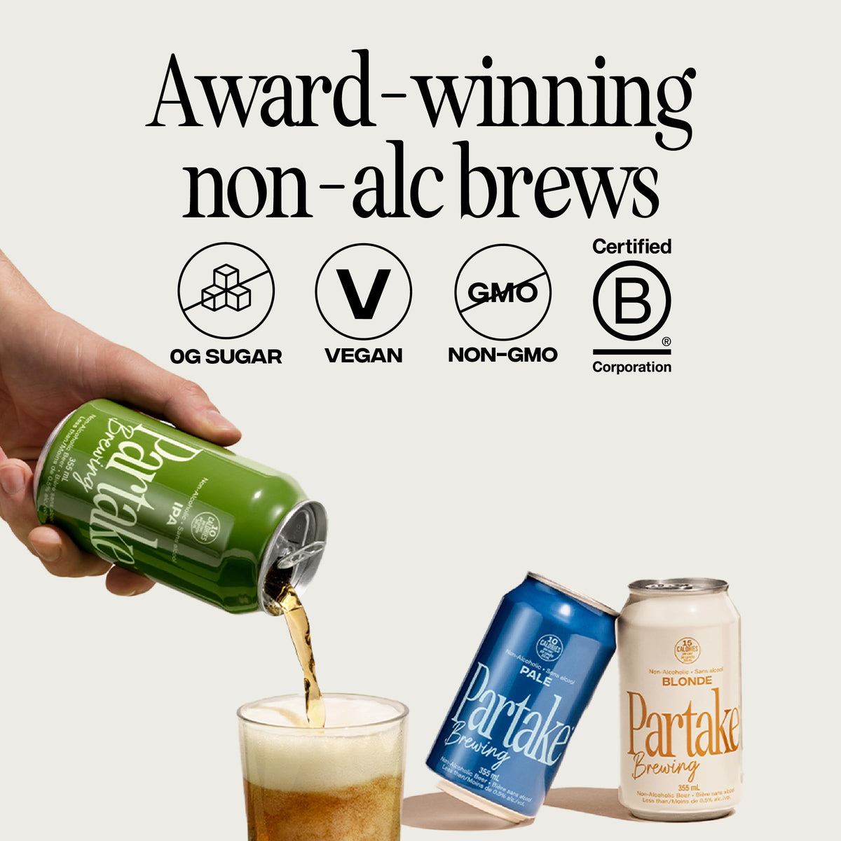 Partake low calories and zero sugar support mindful sipping.