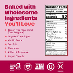 Partake Classic Graham Cracker Minis ingredients jar, demonstrating gluten-free, non-GMO quality.