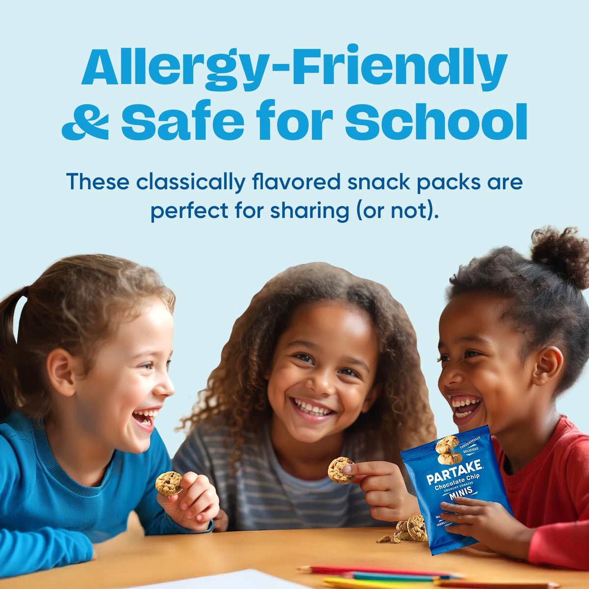 Partake Crunchy Cookies in lunchbox, safe choice for school meals.