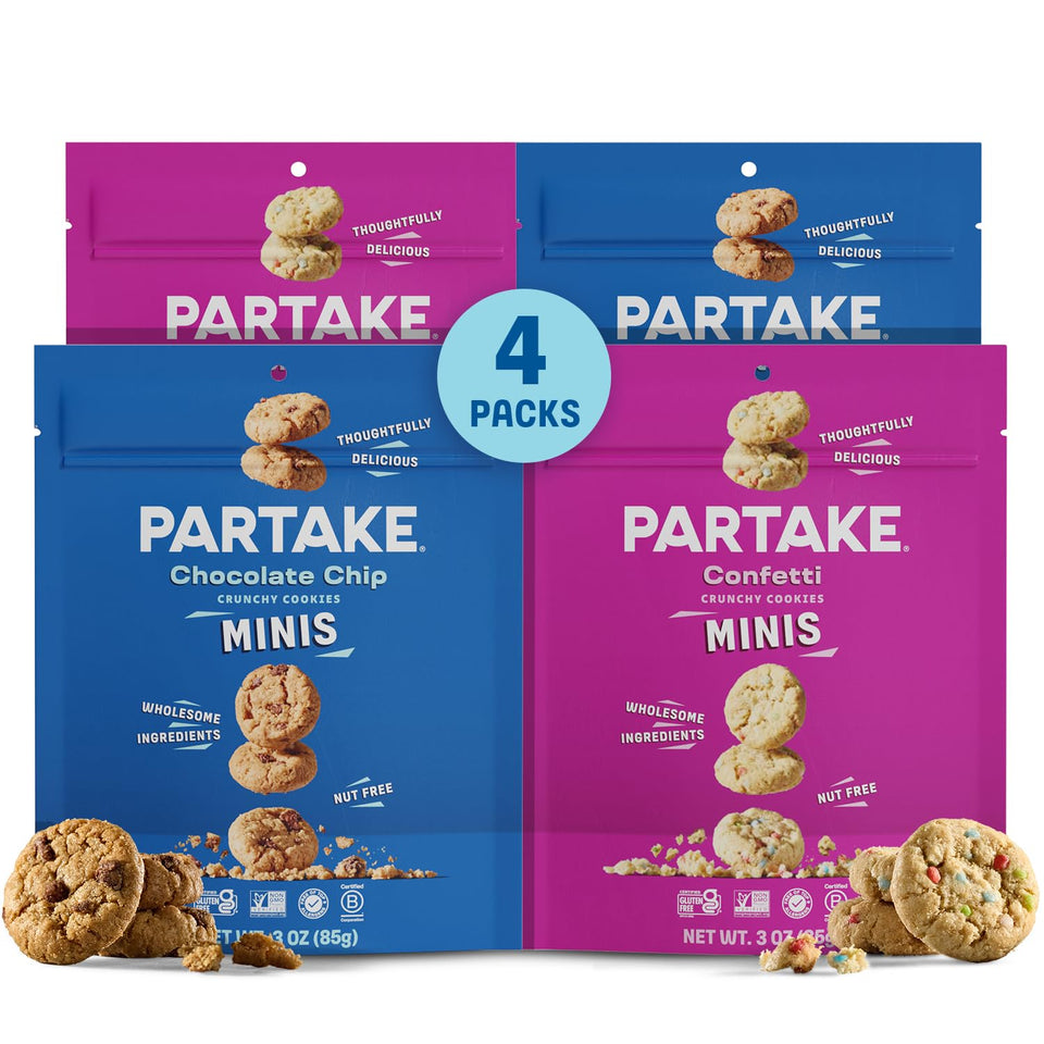 Partake Crunchy Chocolate Chip cookie pouch, allergen-free, ideal for lunchboxes