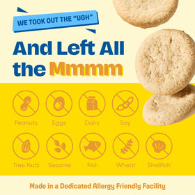 Partake gluten-free vegan certifications emblem, reinforcing safe school snack choice