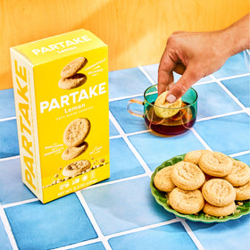 Partake nut-free family snack in kitchen setting, shared with confidence
