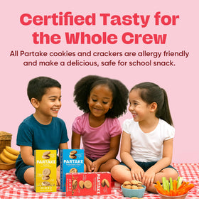 Partake packaging with individually wrapped cookies for on-the-go meals.