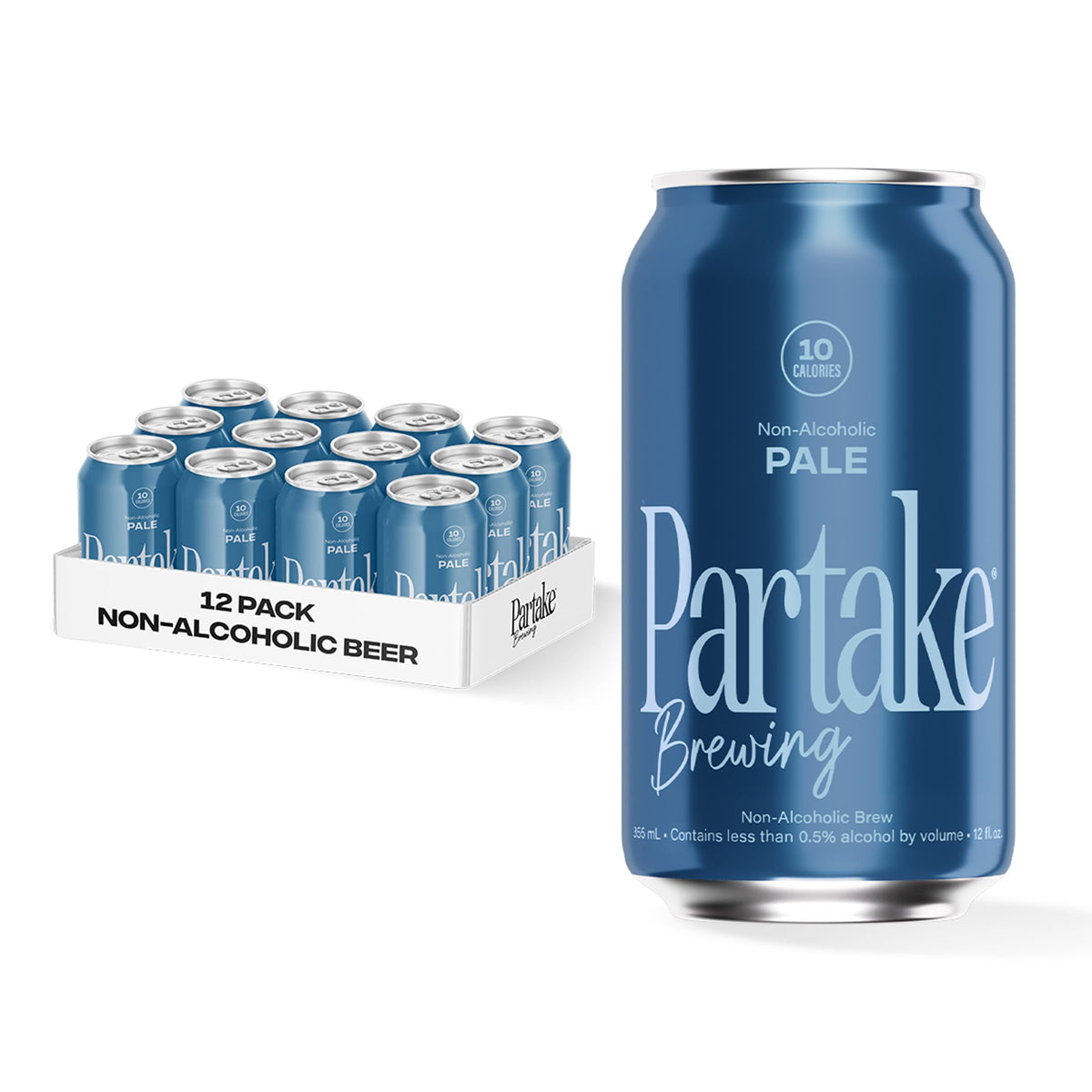 Partake Pale Ale can being poured reveals amber color and creamy head.