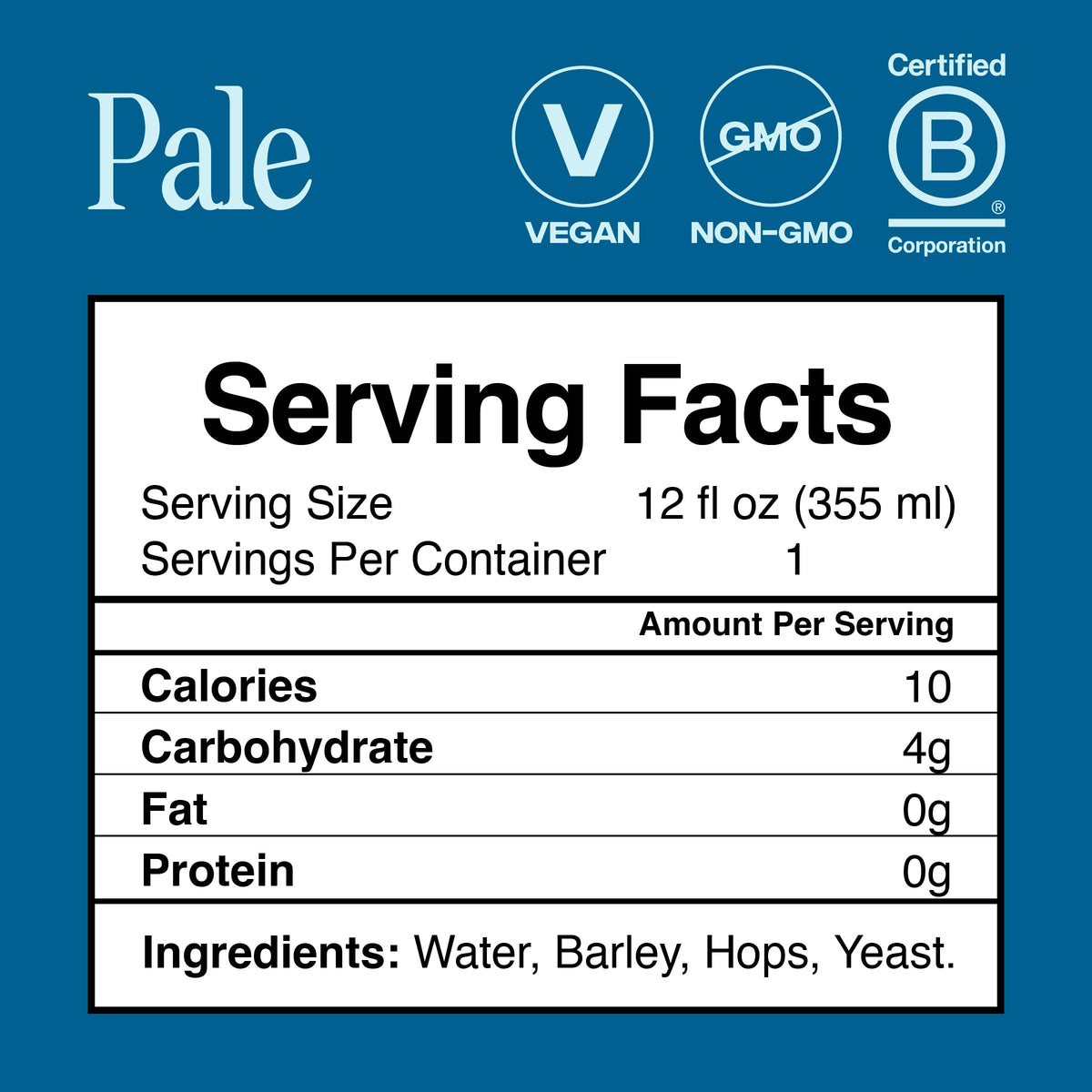 Partake Pale Ale poured with foam and amber hue.