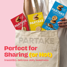Partake Soft Baked Cookies in lunchbox for school-safe snacking.