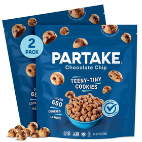 Partake Teeny Tiny Crunchy Chocolate Chip Cookies 2-pack, allergen-free snacking option for lunchboxes