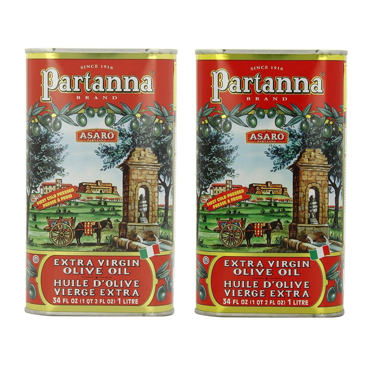 Partanna Extra Virgin Olive Oil 1L can pack 2 — ideal for dressings and finishing dishes
