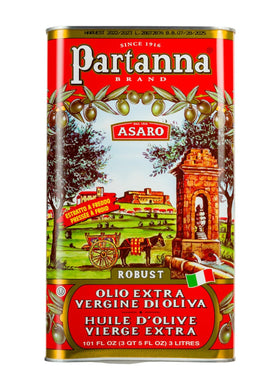 Partanna Robust EVOO on kitchen counter highlights traditional Sicilian craftsmanship