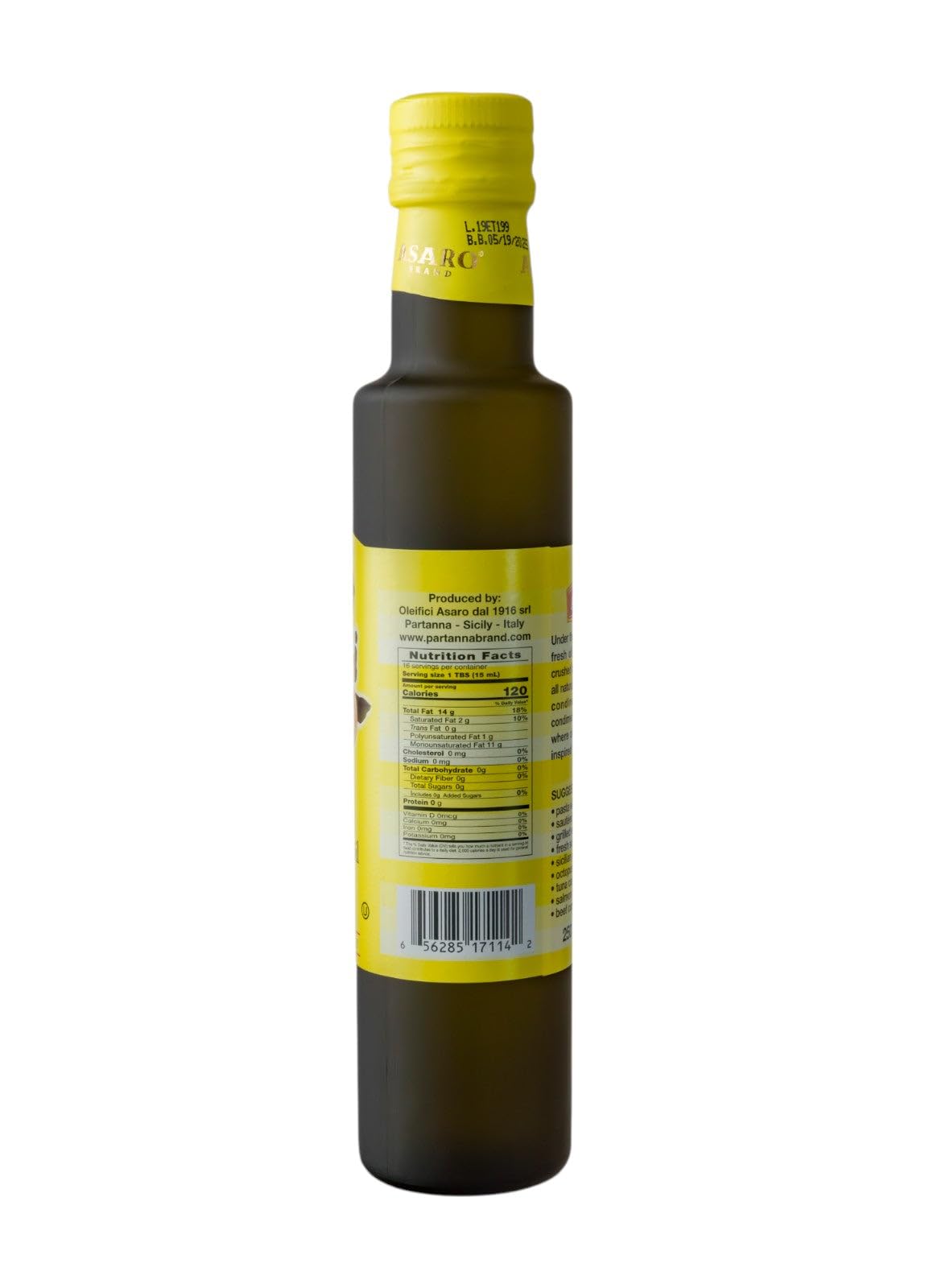 Partanna Sicilian lemon olive oil drizzled on pasta to brighten flavors.
