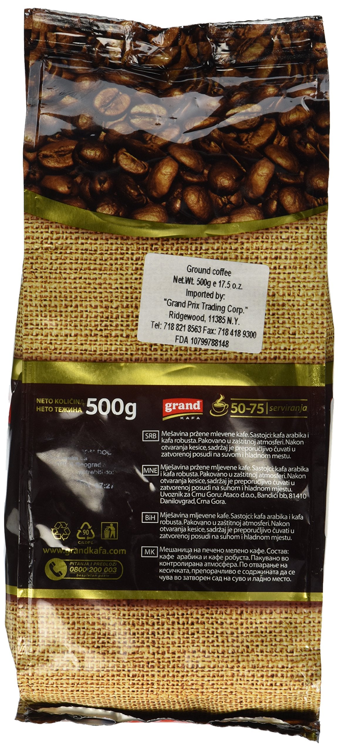 Parthenon Foods Grand Kafa Gold packaging facilitates easy storage and steady servings.