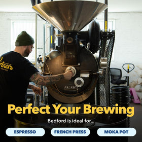 PARTNERS COFFEE ROASTERS Bedford Blend bag displays fresh roast date for peak flavor.