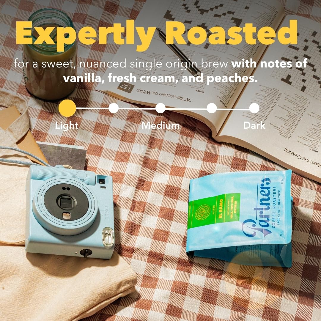 PARTNERS COFFEE ROASTERS El Ramo bag label highlights freshness and safety details.