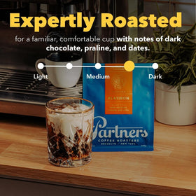Flatiron Espresso roast-date label shows freshness for peak flavor