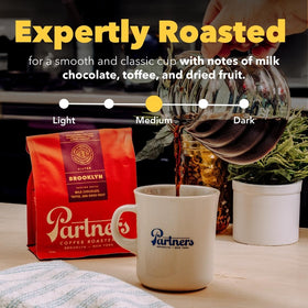 Partners Coffee Roasters medium roast beans suited for French press and drip.