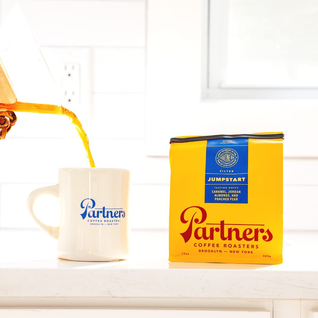 Tasting glass of Jumpstart by Partners Coffee Roasters emphasizes aroma and flavor.