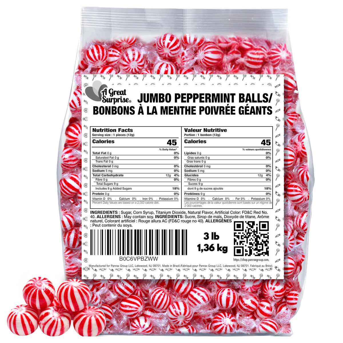 Party display of peppermint candy balls enhances festive table