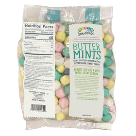 Party Sweets buttermints unwrapped on a dessert table, ideal as a party favor.