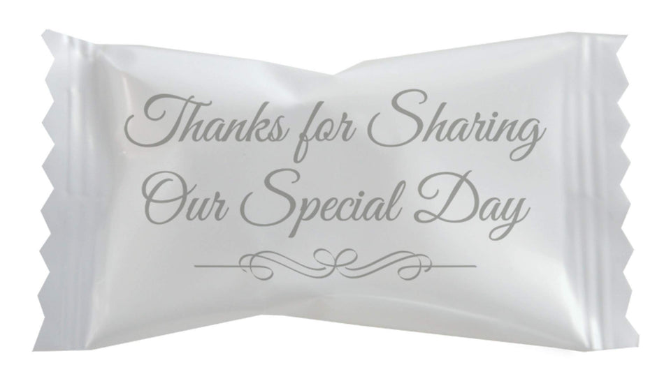 Party Sweets Hospitality Mints in a 7-ounce bag, ideal for wedding decor and favors.