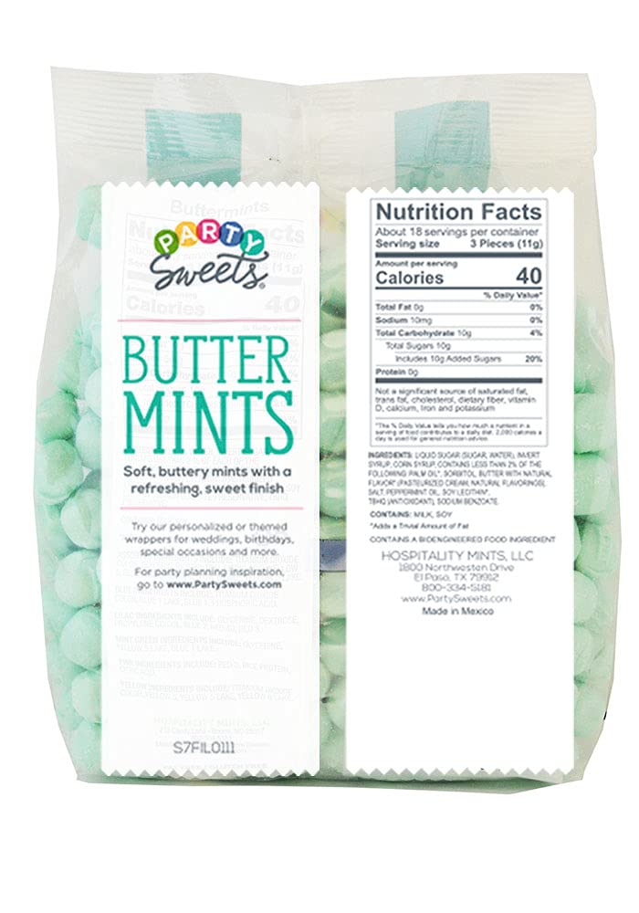 Party Sweets mint-green buttermints close-up texture showing creamy, buttery mint.
