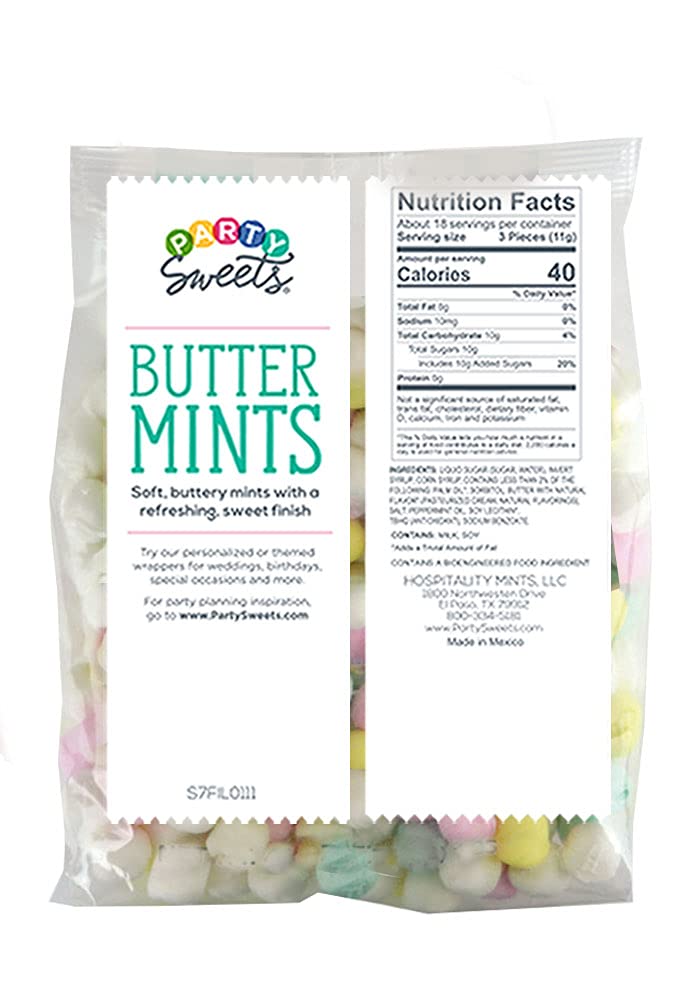 Party Sweets pastel buttermint as a party favor in gifts and bags.