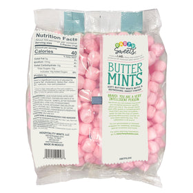 Party Sweets Pink Buttermints bag packaging highlights a 2.5 lb supply for gatherings.