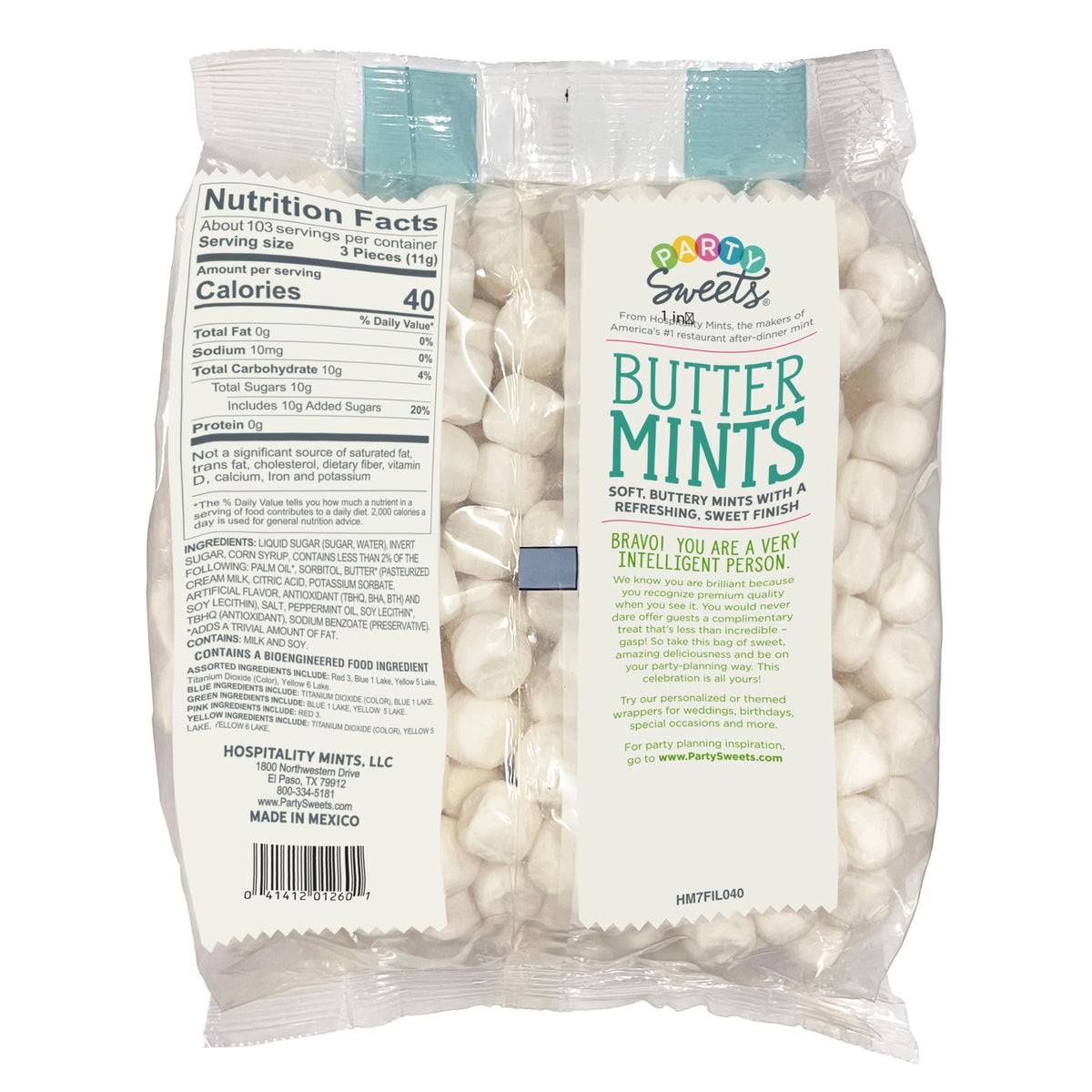 Party Sweets White Buttermints used as table decor and favors