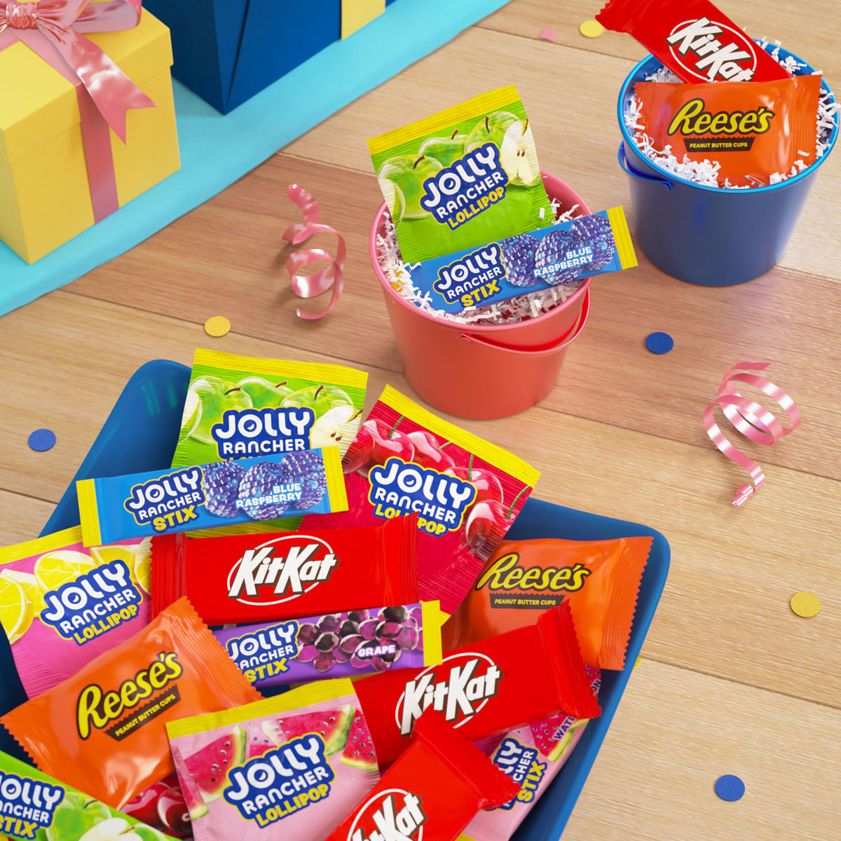 Kit Kat and Reese's on party table for guests