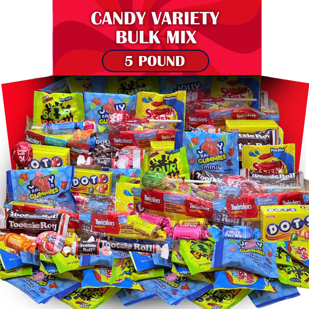 Partypom bulk candy 5lb bag ready for party bowls and crowd sharing.