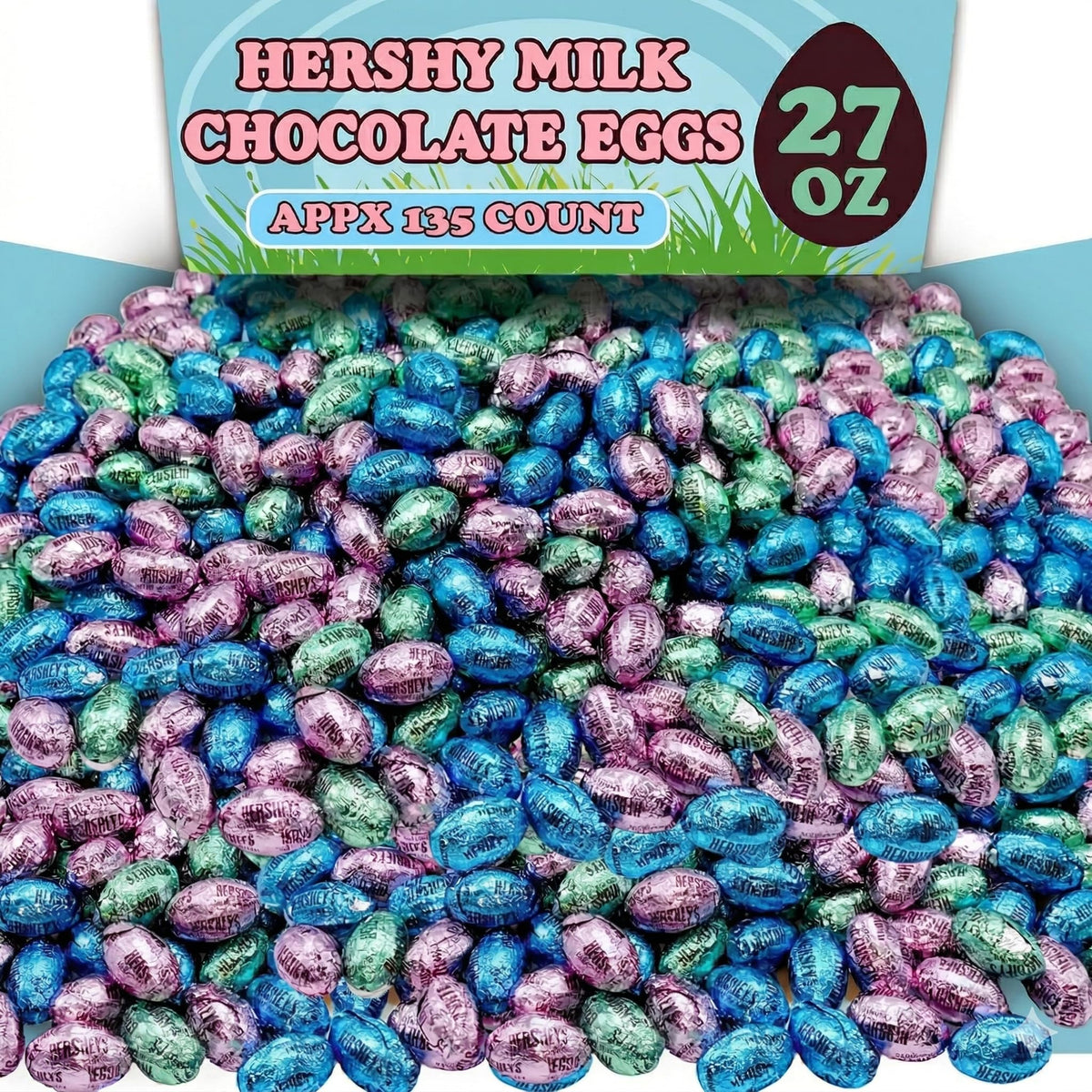 Partypom Hershey Milk Chocolate Eggs in pastel foils ideal for Easter baskets and party favors