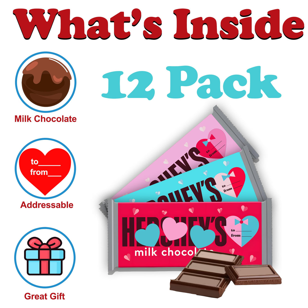 Partypom Hershey Mother's Day heart bars in red wrap create a festive gift moment.