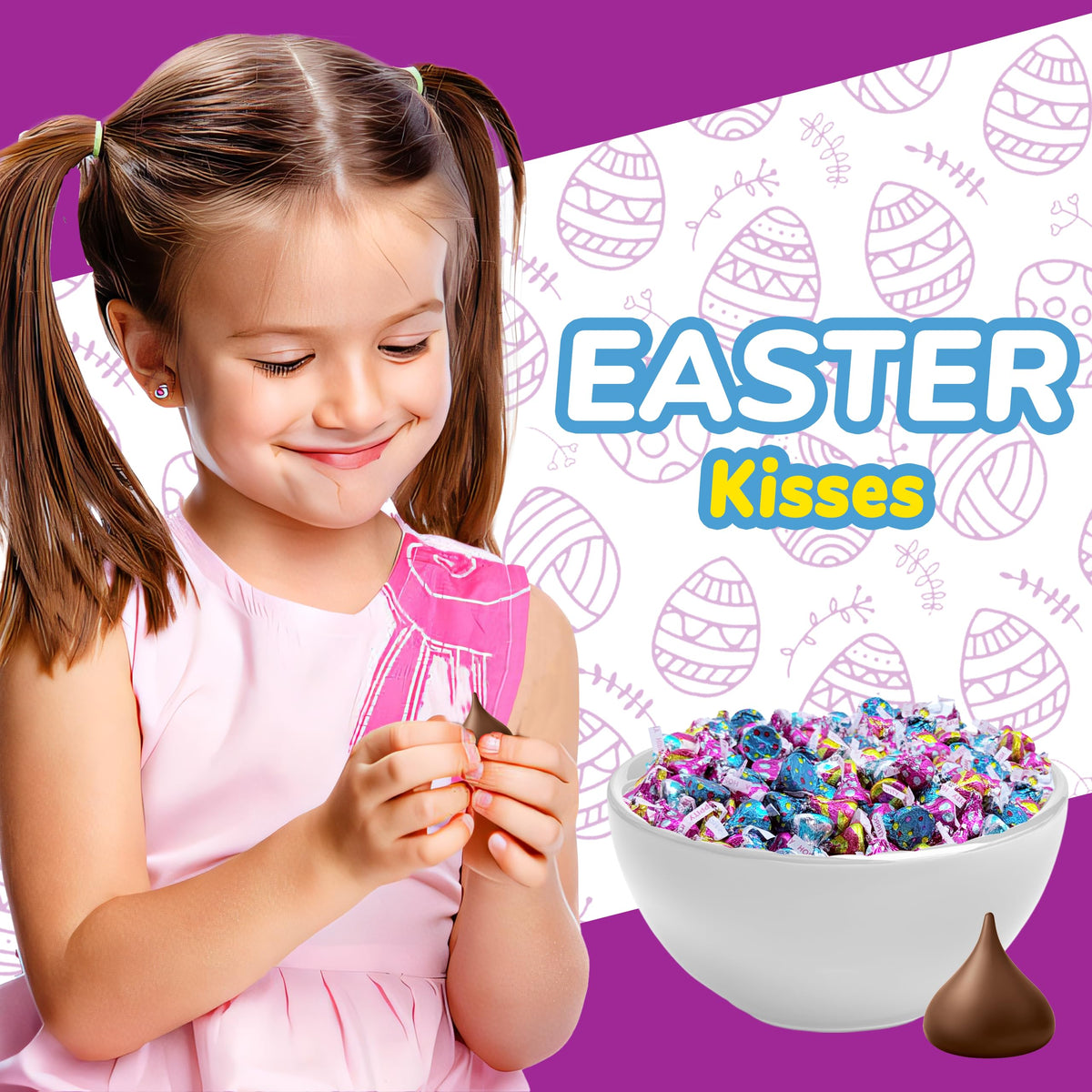 Partypom individually wrapped kisses for gifting and sharing Easter baskets.