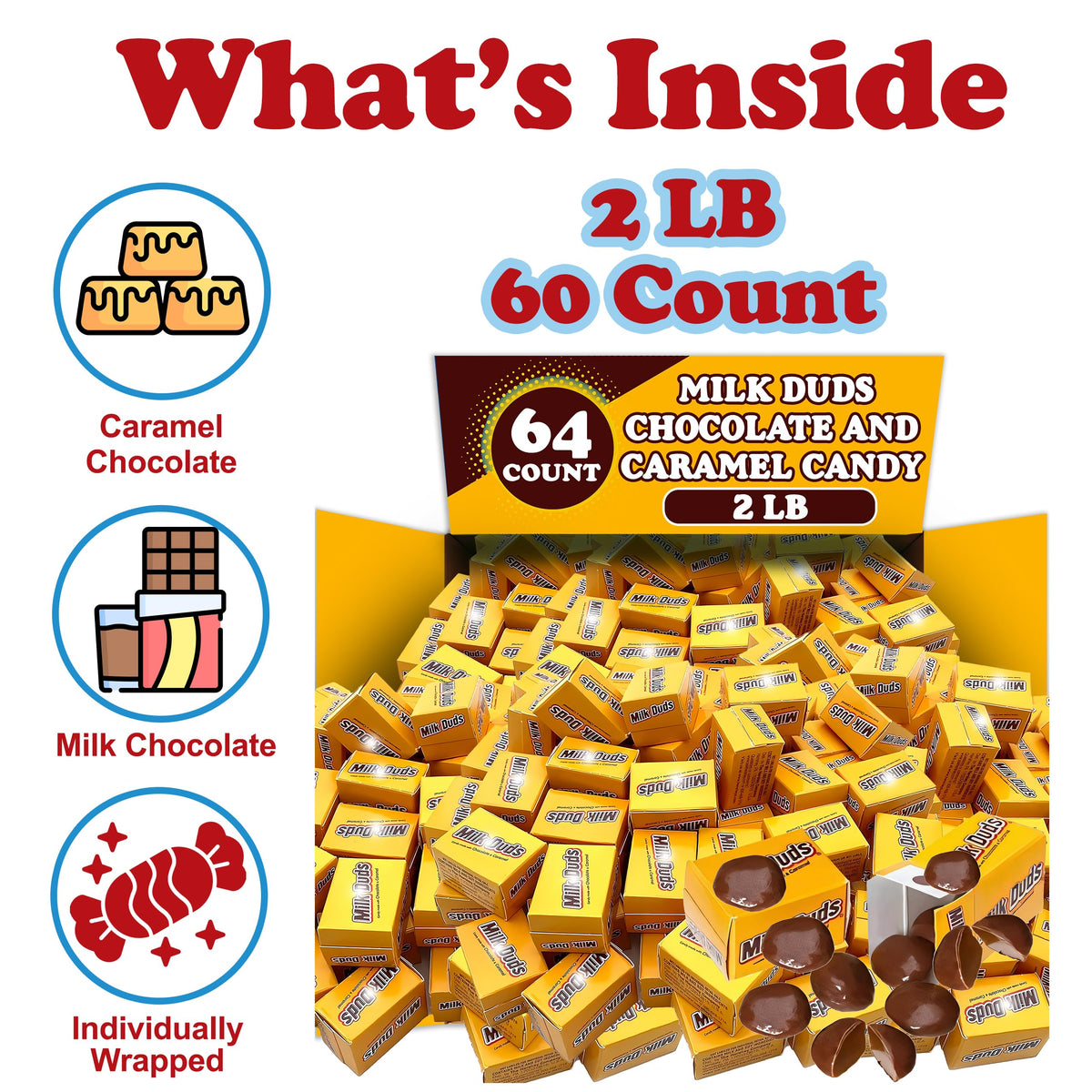 Partypom Milk Duds bulk box back, highlighting bulk value for parties.