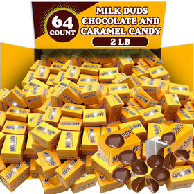 Partypom Milk Duds bulk box front view, ideal for party displays and snacking.